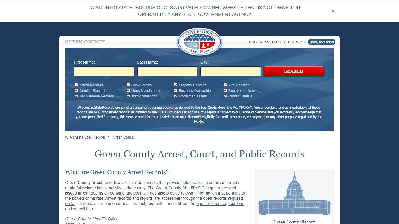 Green County Arrest, Court, and Public Records