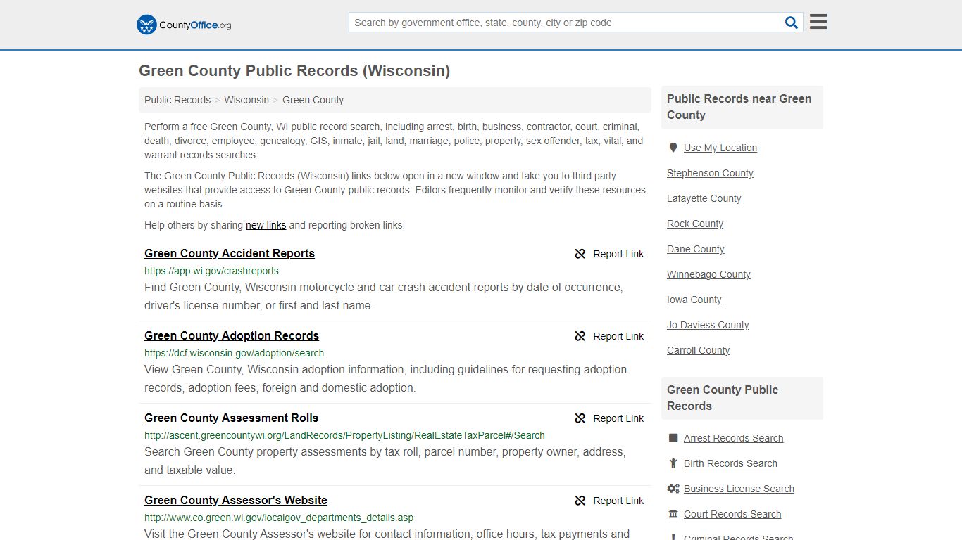 Public Records - Green County, WI (Business, Criminal, GIS ...